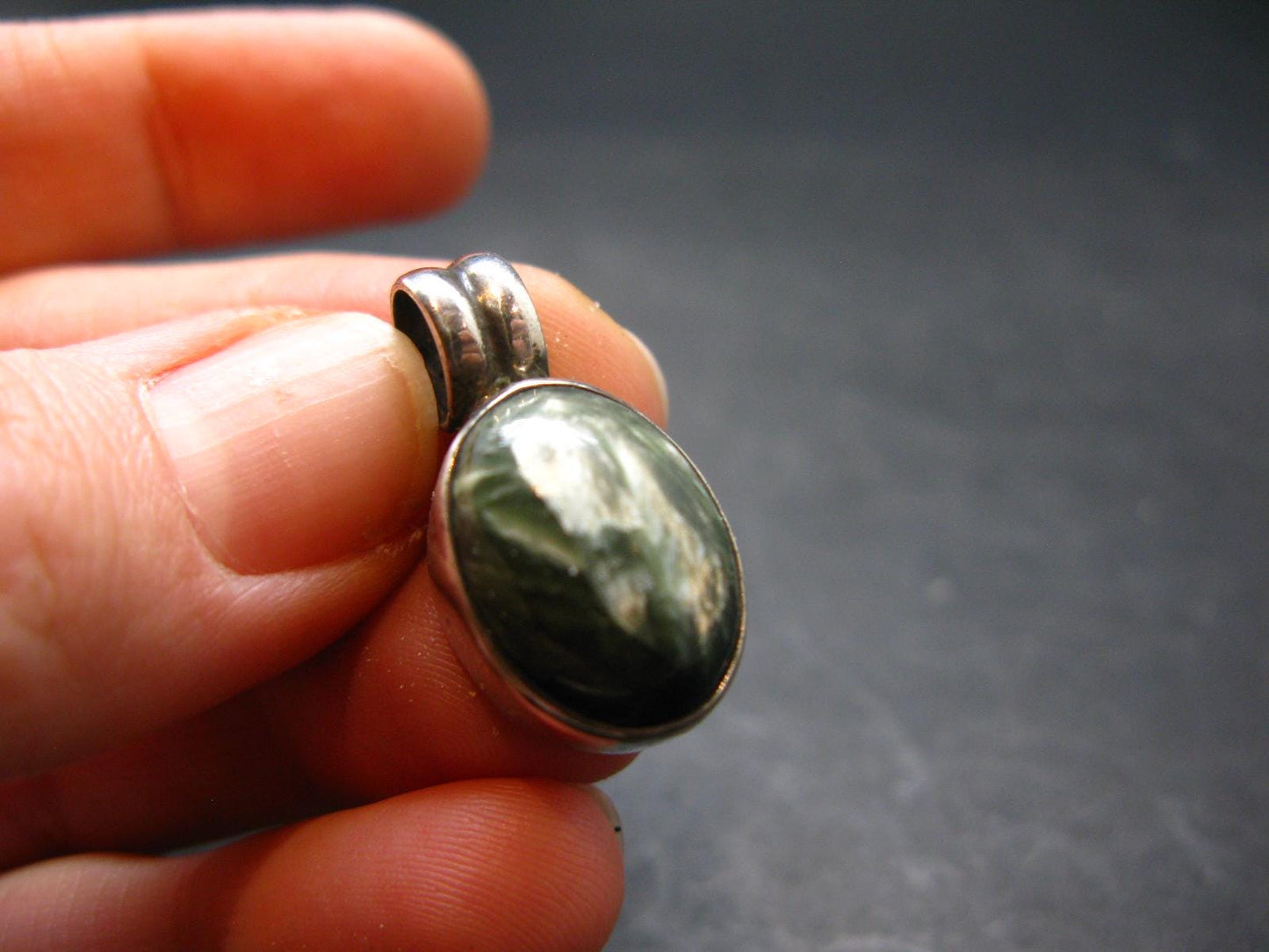 Seraphinite Clinochlore Silver Pendant From Russia - 0.9''