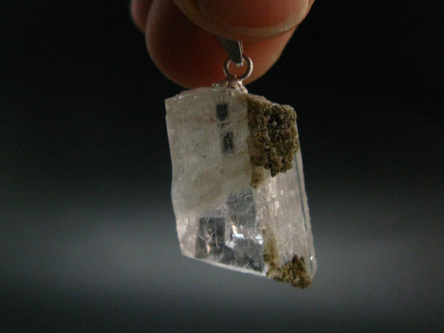 Nice Terminated Danburite Crystal Silver Pendant from Mexico - 1.6" - 4.71 Grams