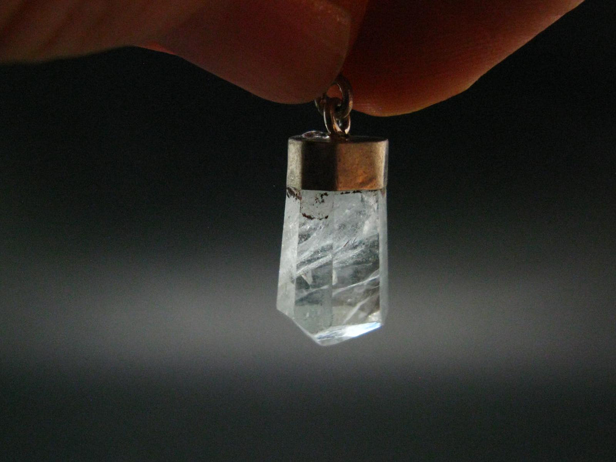 Stunning Genuine Aquamarine Gem Sterling Silver Pendant From Pakistan - 1.1" - 2.84 Grams