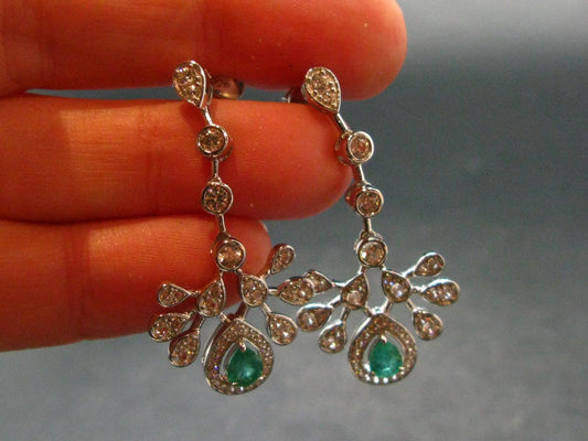 Gem Emerald Faceted Silver Earrings From Colombia - 5.35 Grams Total