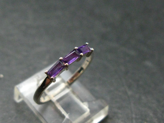 Natural Rich Purple Color Amethyst Sterling Silver Ring - 1.34 Grams - Size 6
