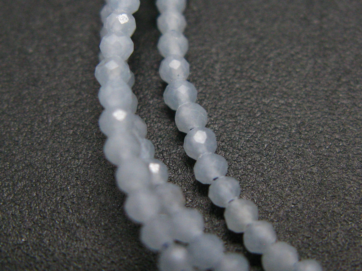 Lightweight Gem Sparkly Faceted Blue-Grey Angelite (anhydrite) Tiny 2mm Round Beads Necklace from Peru