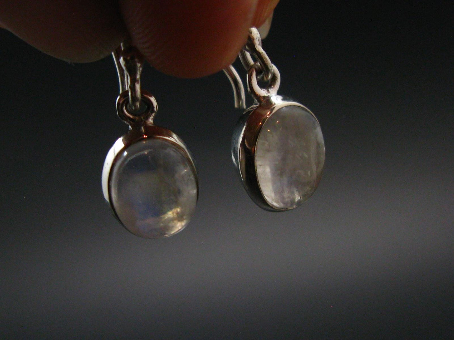 Natural Moonstone 925 Sterling Earrings - 1.0" - 3.20 Grams