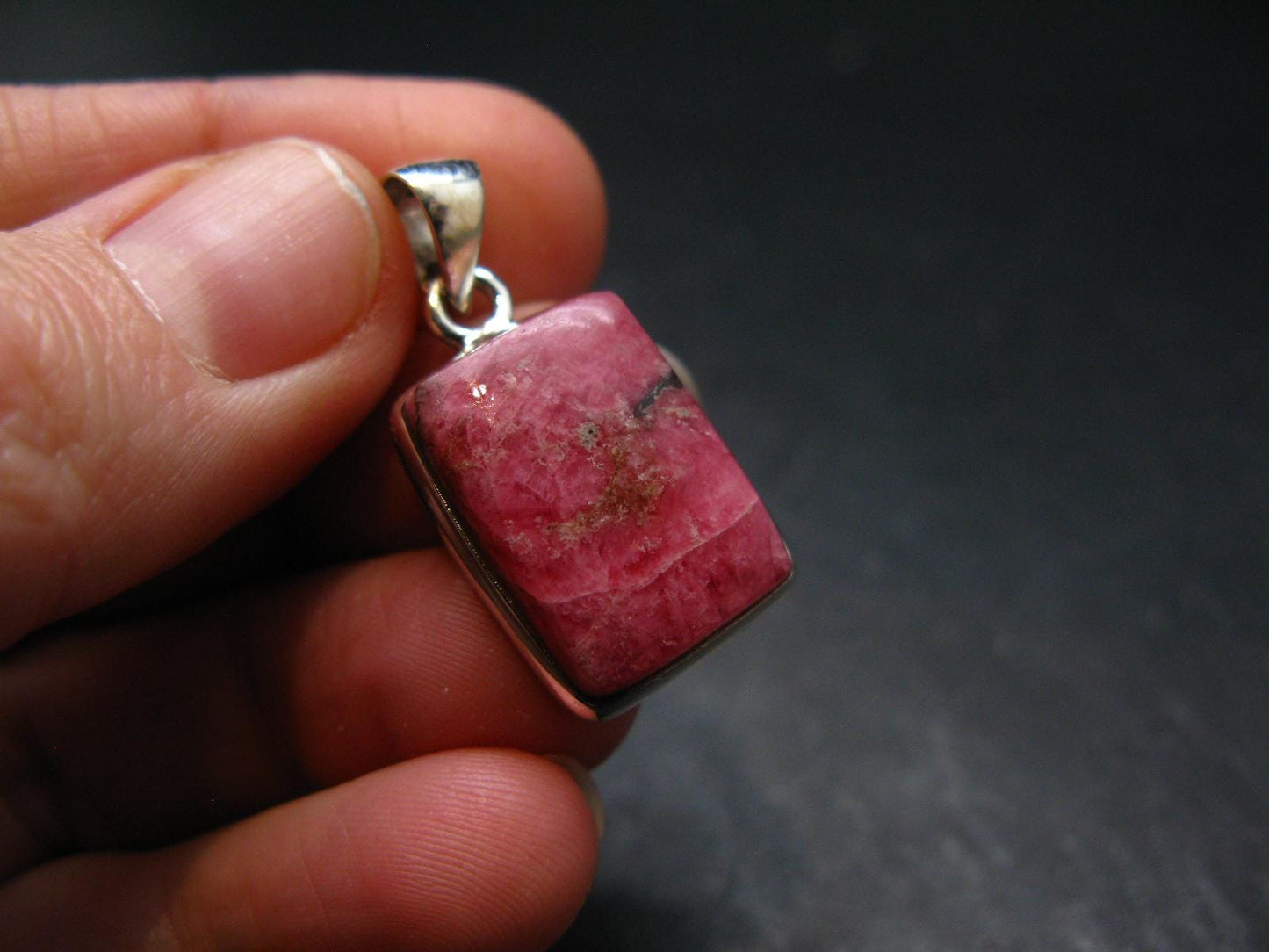 Rare Pink Tugtupite Sterling Silver Pendant From Greenland - 1.1" - 3.64 Grams