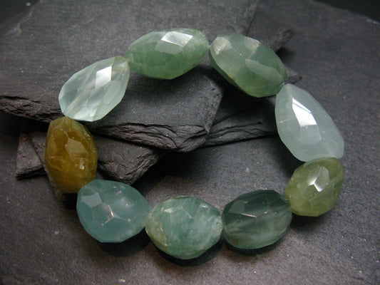 Aquamarine Genuine Bracelet ~ 7 Inches ~ 20mm Facetted Beads