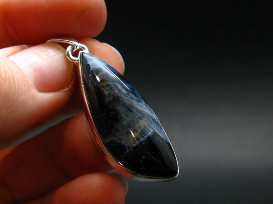 Natural Pietersite Polished Silver Plated Pendant from Namibia - 1.6" - 4.74 Grams