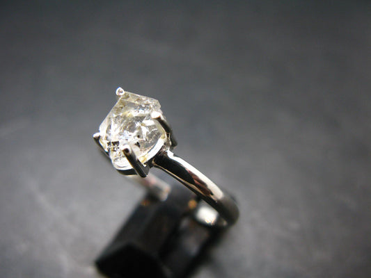 Fine Clear Natural Herkimer Diamond Silver Ring From New York - Size 11 - 2.53 Grams