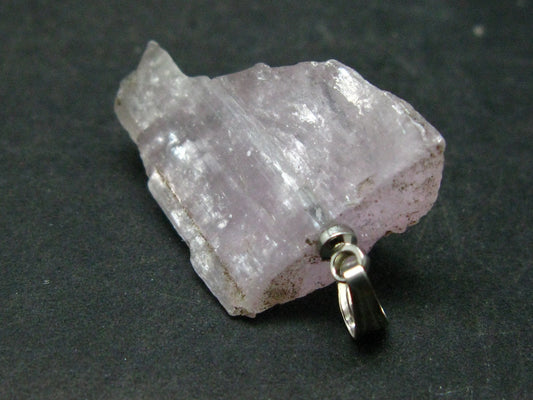 Gem Kunzite Spodumene Pendant in SS From Afghanistan - 1.3" - 4.39 Grams