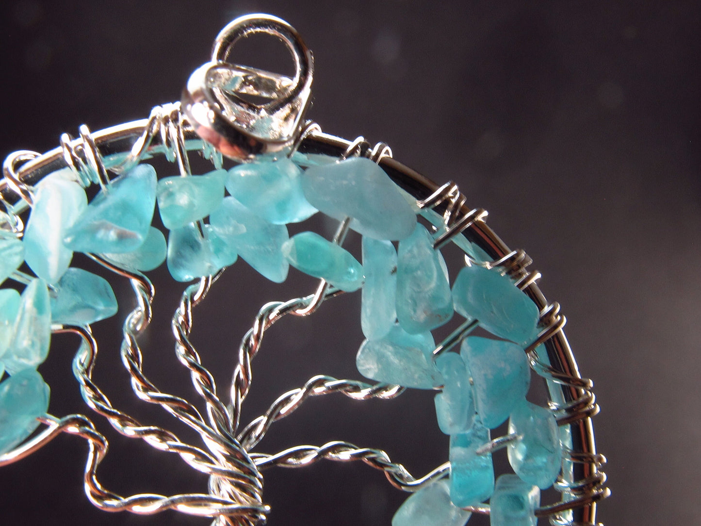 Set of 3 Natural Apatite Tree of Life Pendants