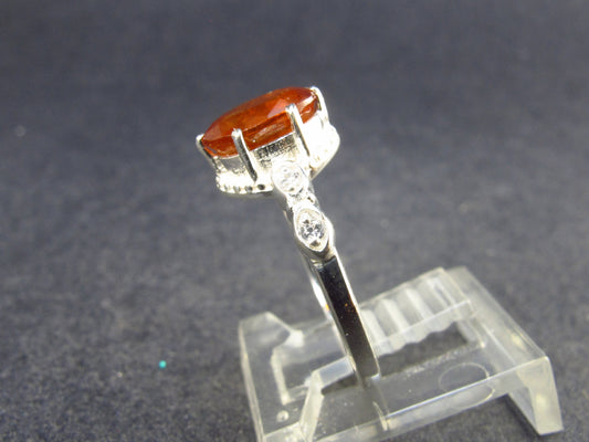 Faceted Orange Kyanite Crystal Silver Ring From Brazil - 2.24 Grams - Size 6.25