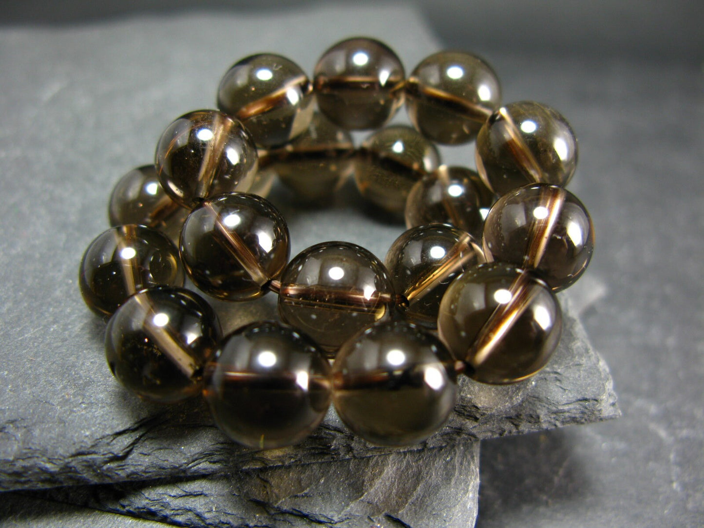 Smoky Quartz Genuine Bracelet ~ 7 Inches ~ 10mm Round Beads