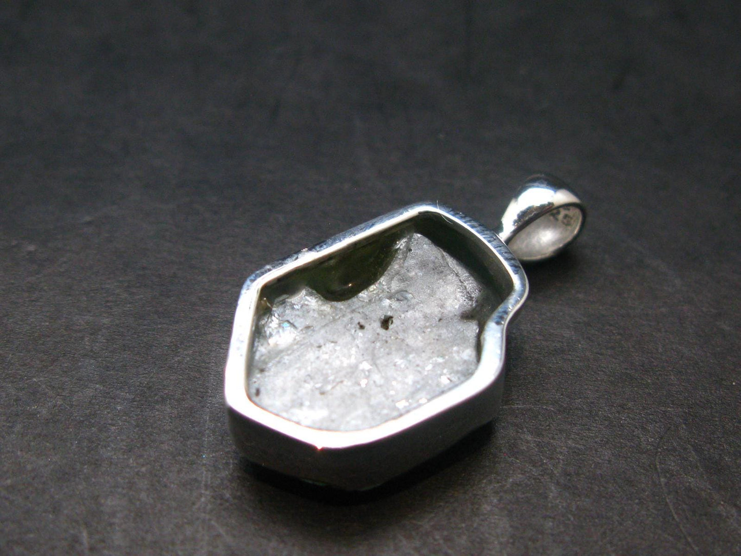 Blue Zircon Gem Crystal Silver Pendant From Cambodia - 1.1" - 5.32 Grams