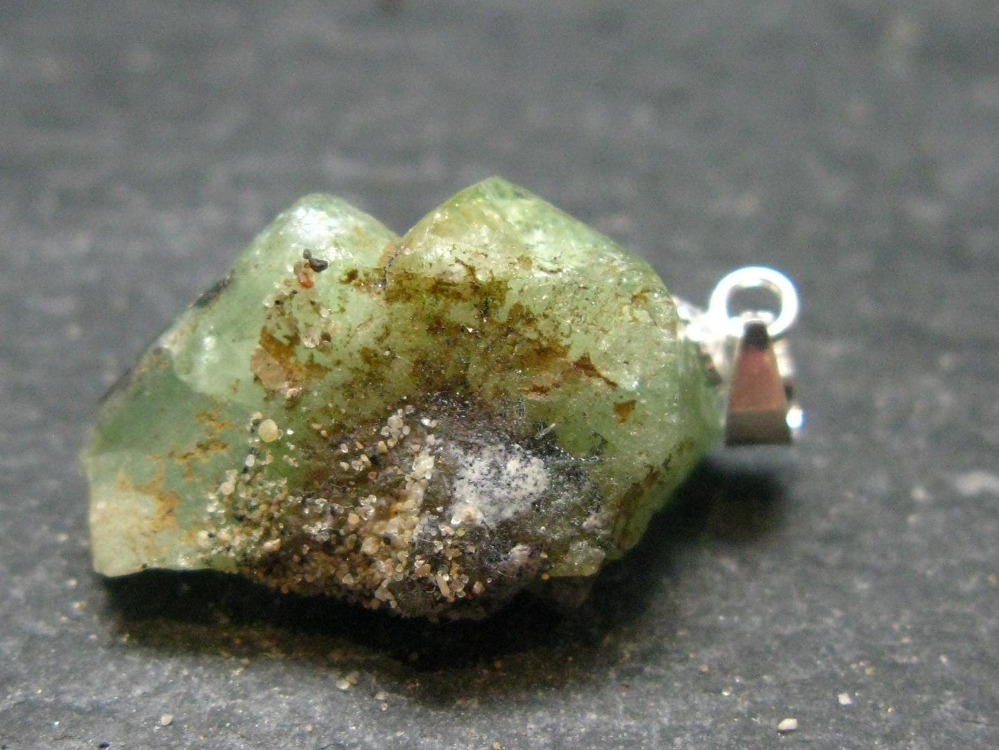 Tsavorite Gem Green Garnet Sterling Silver Pendant From Tanzania - 1.1" - 5.25 Grams