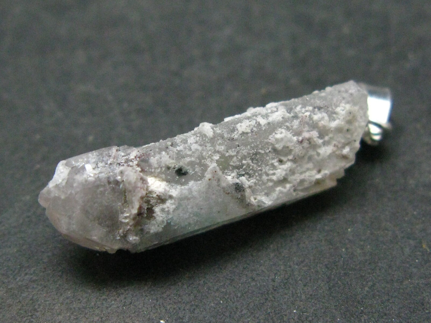 Rare Ajoite In Terminated Quartz Crystal Silver Pendant from South Africa - 1.2" - 2.20 Grams