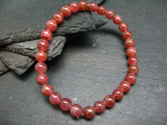 Rhodochrosite Genuine Bracelet ~ 7 Inches ~ 7mm Round Beads