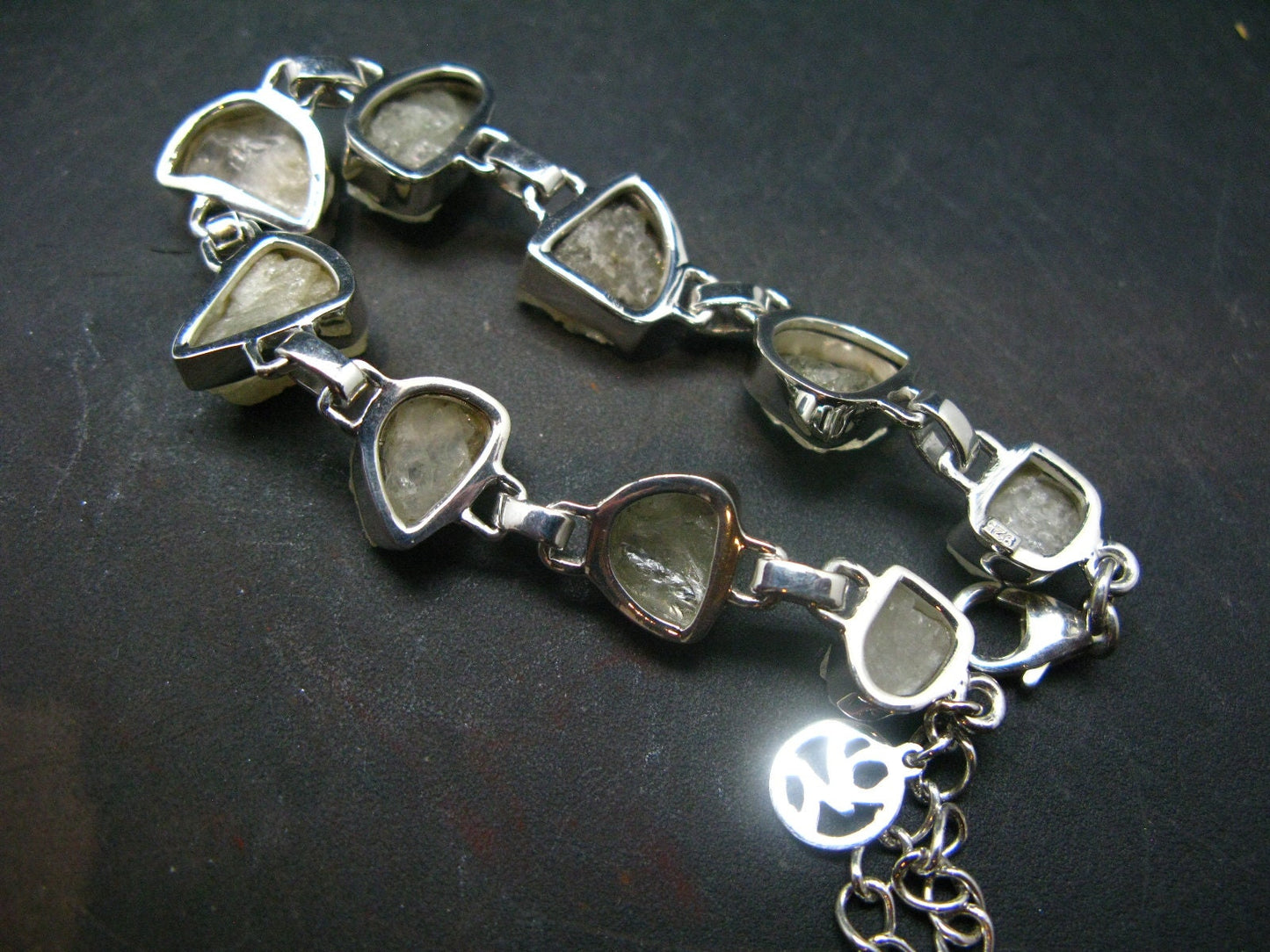 Amblygonite Silver Bracelet From Brazil - 7" - 15.6 Grams