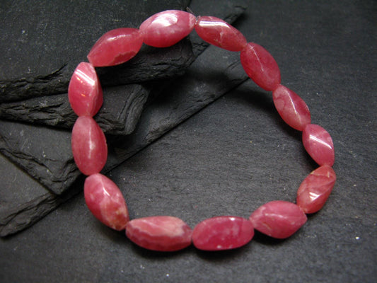 Rhodochrosite Genuine Bracelet ~ 7 Inches ~ 15mm Beads