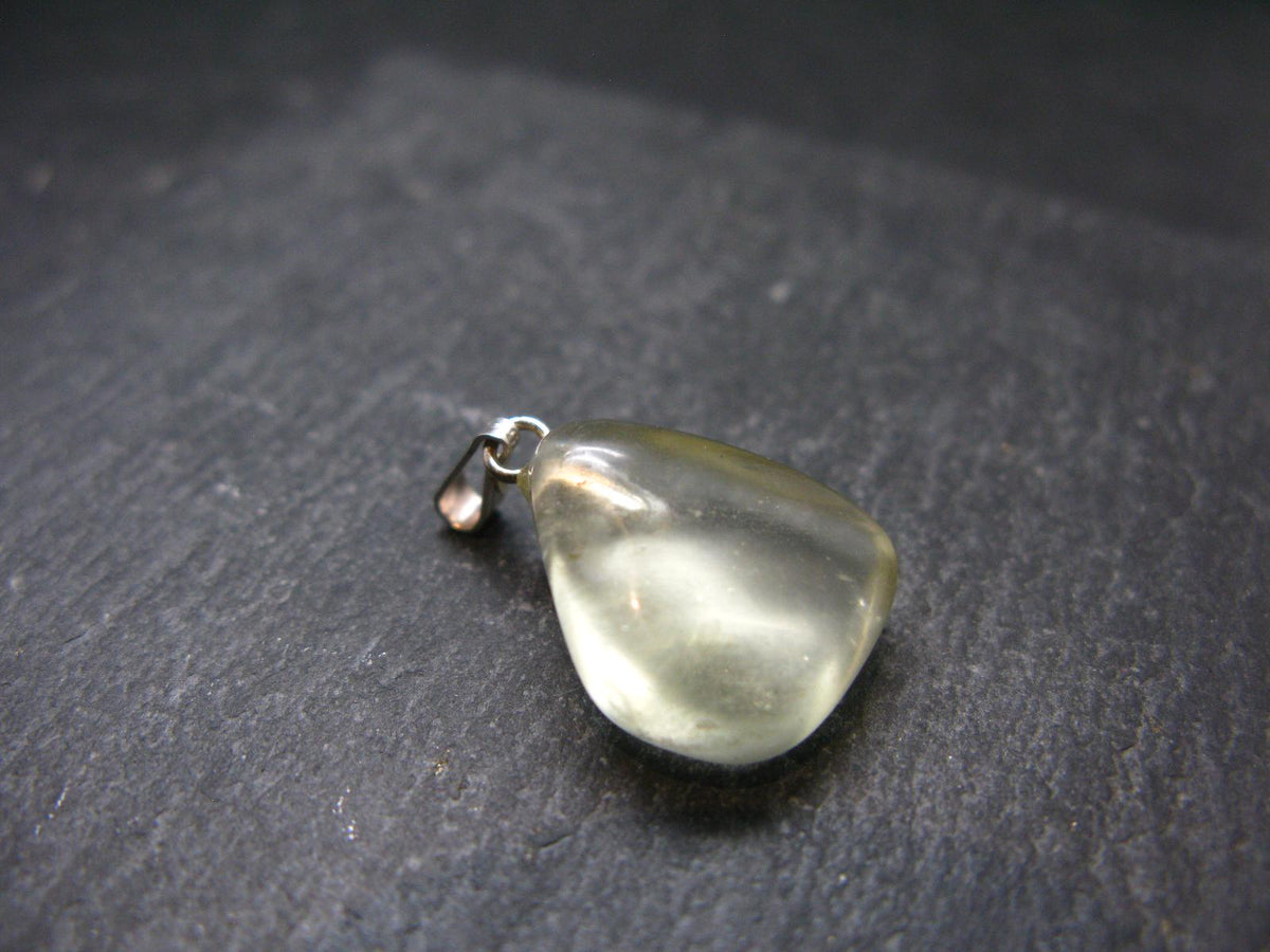 Gem Libyan Desert Glass Tektite Pendant Sterling Silver from Libya - 1.0" - 3.1 Grams