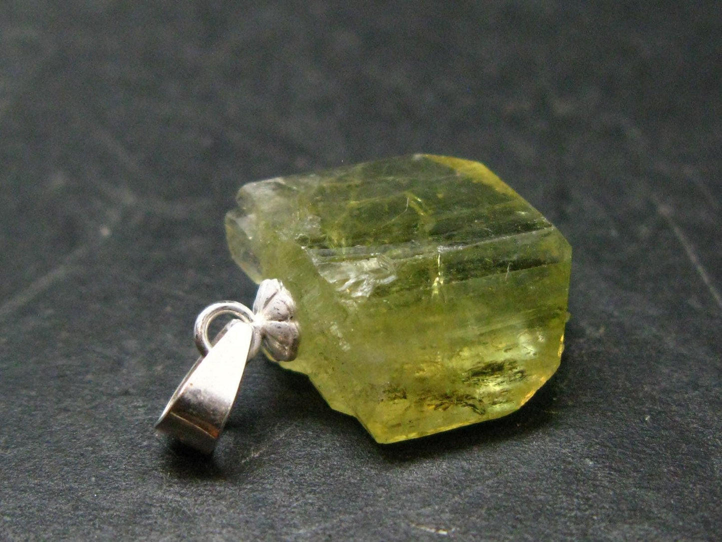 Brazilianite Crystal Silver Pendant From Brazil - 0.8" - 2.08 Grams