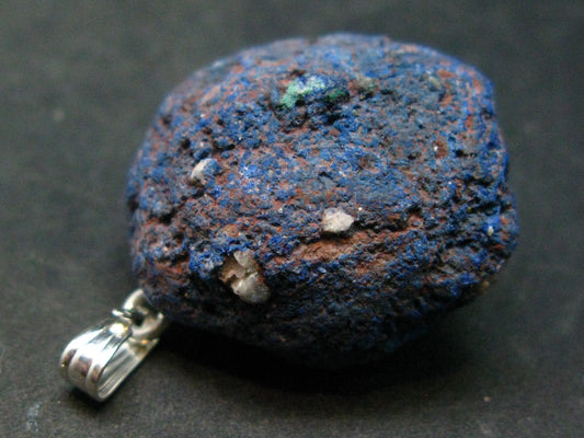 Azurite Nodule Crystal Sterling Silver Pendant from Russia - 1.3" - 11.09 Grams