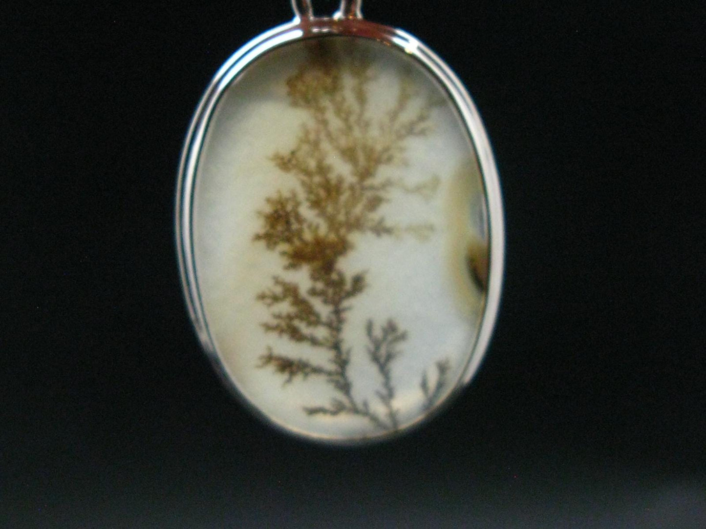 Moss Agate Silver Pendant From Russia - 8.82 Grams - 1.8"