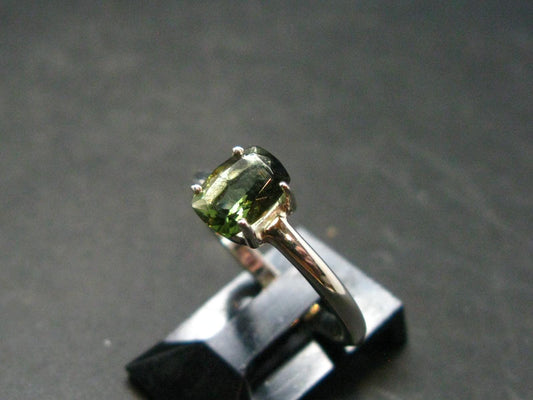 Moldavite Tektite Silver Ring from Czech Republic - Size 7 - 1.71 Grams