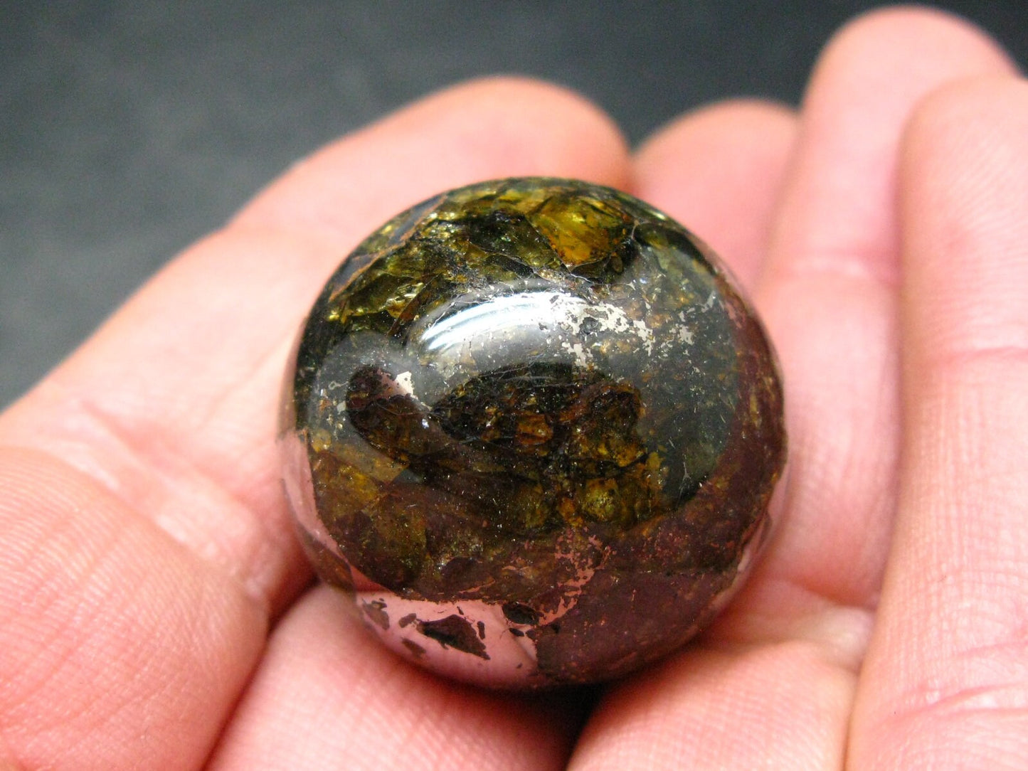 Large Seymchan Meteorite Pallasite Olivine Sphere Ball From Russia - 1.0" - 39.74 Grams