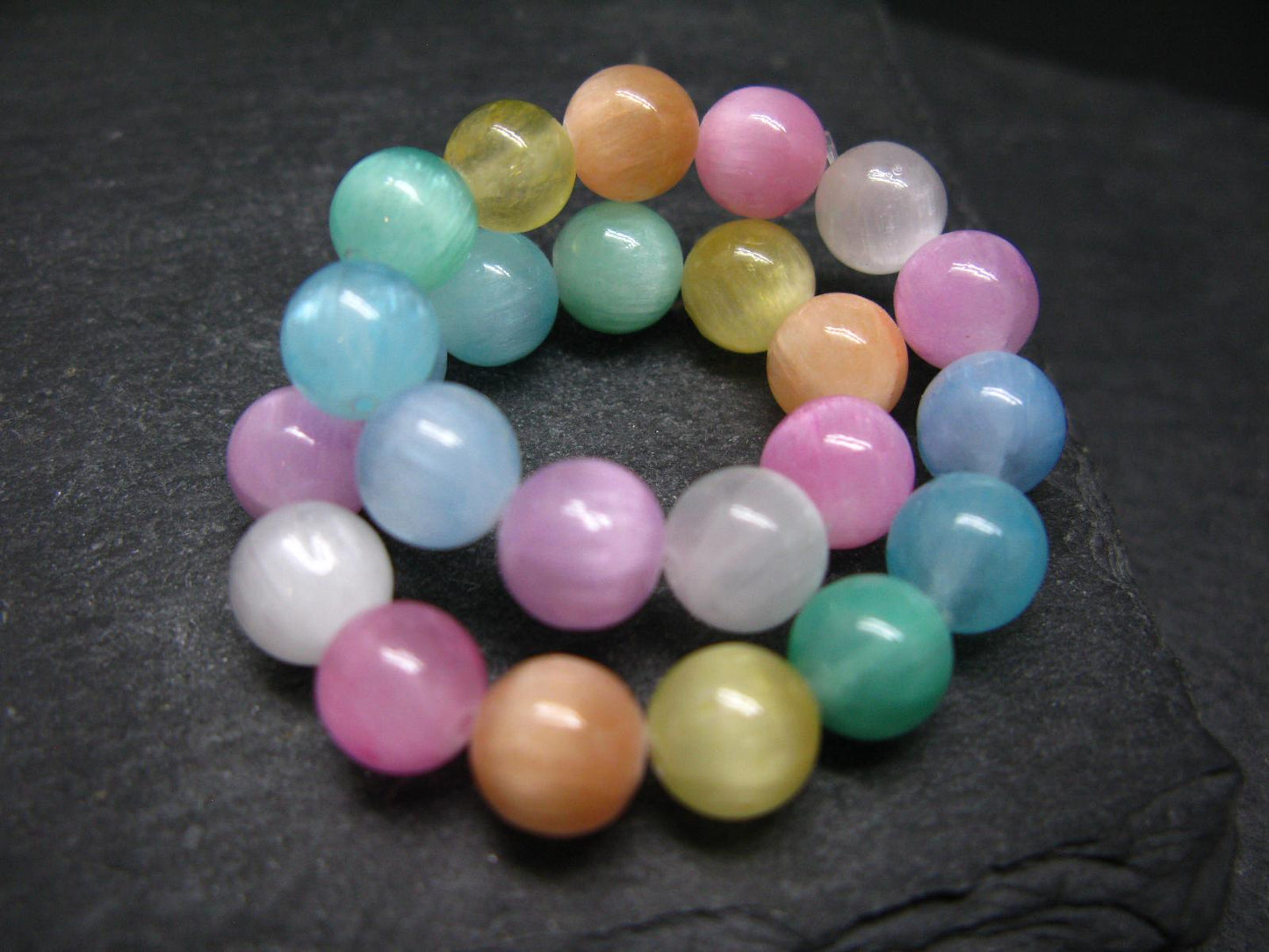 Selenite Colorful Genuine Bracelet ~ 7 Inches ~ 8mm Round Beads