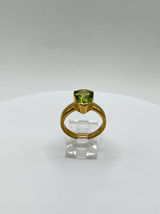 Trillion Cut Peridot Ring | Gold-Plated Sterling Silver, Size 7