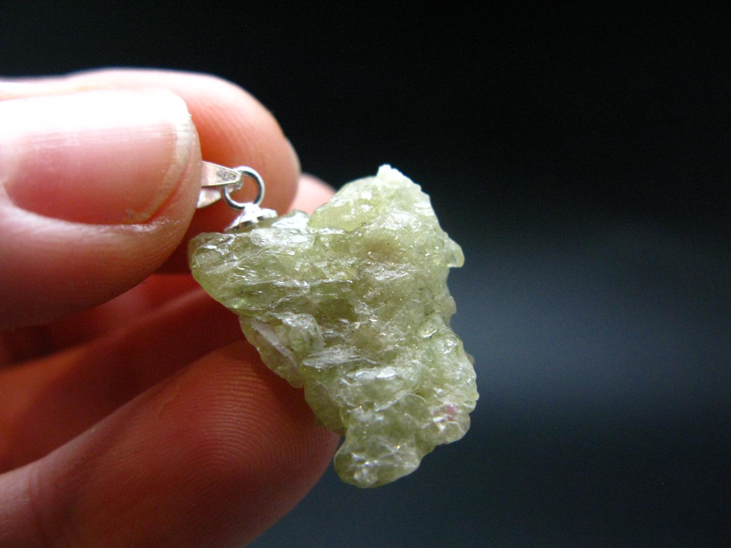 Vesuvianite Idocrase Crystal Silver Pendant From Canada - 2.6" - 4.01 Grams