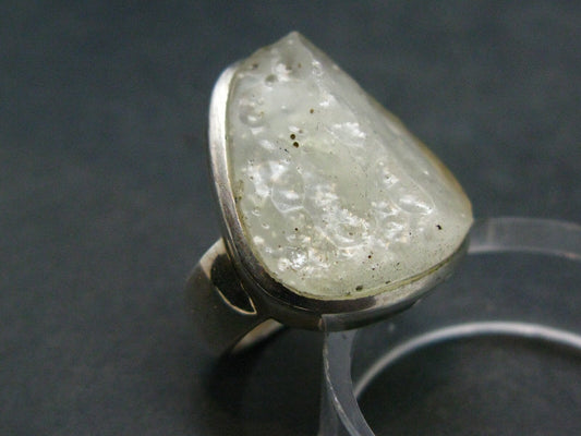 Natural Gem Raw Libyan Desert Glass Tektite Sterling Silver Ring from Libya - Size 6 - 8.76 Grams