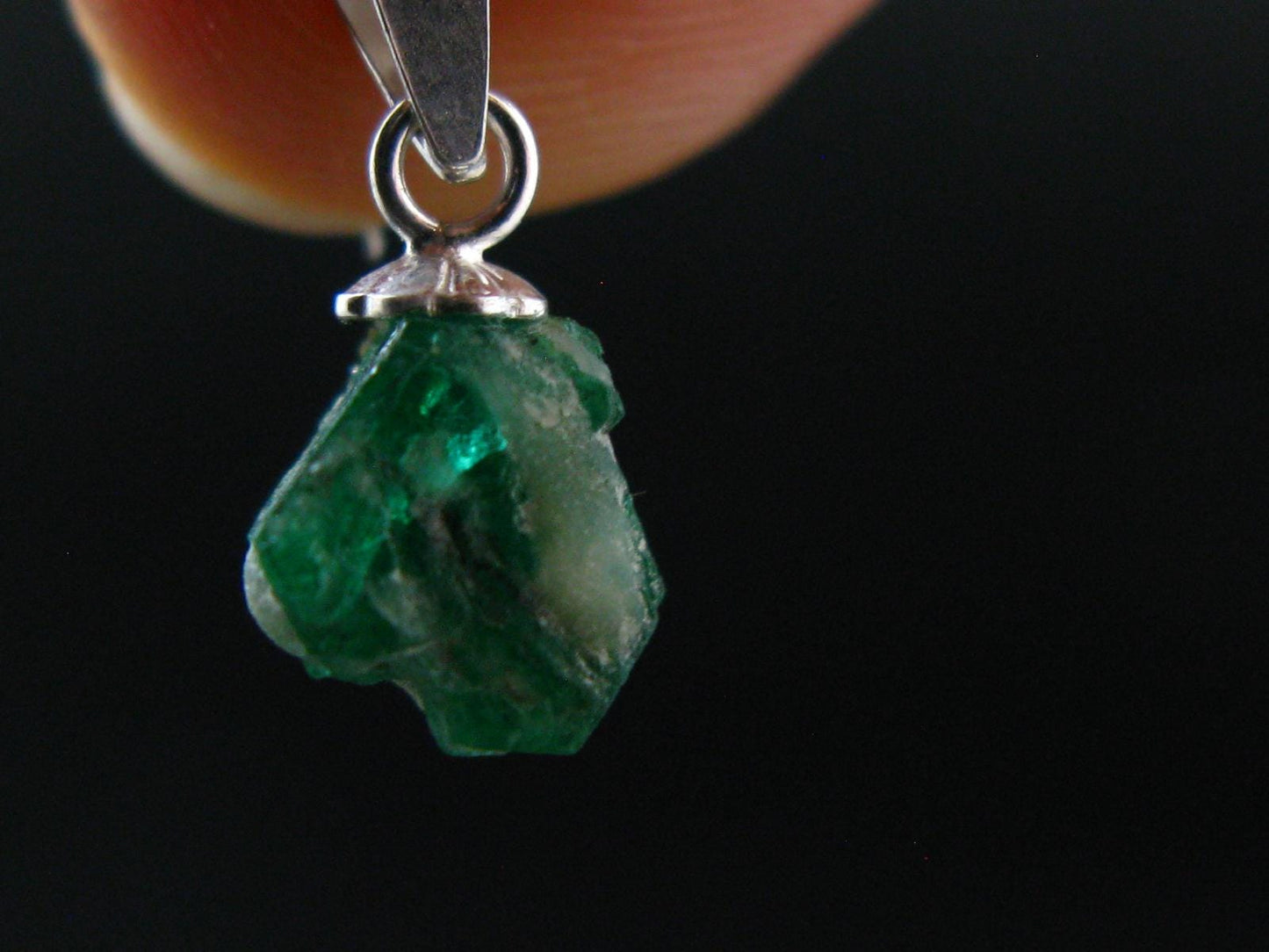 Gem Emerald Beryl Crystal Silver Pendant From Colombia - 3.0 Carats