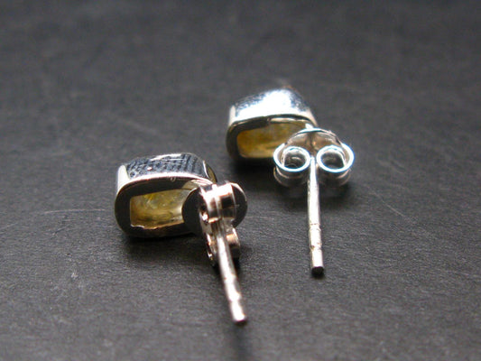 Herderite Stud Earrings Sterling Silver From Brazil - 1.32 Grams