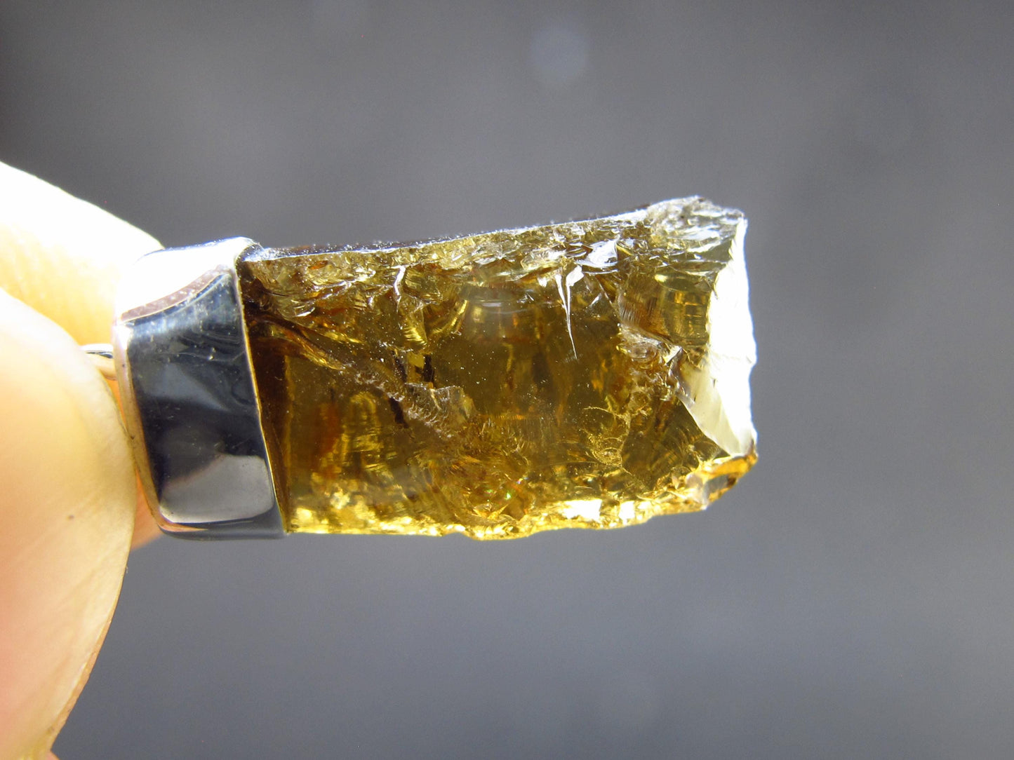 Natural Unheated Citrine Sterling Silver Pendant from Zambia - 1.1" - 2.23 Grams