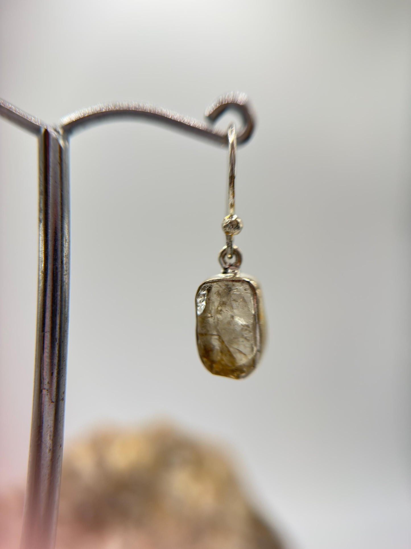 Natural Herderite Crystal Drop Earrings in Sterling Silver – Raw Herderite Jewelry - 2.84g