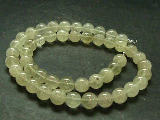 Gem Libyan Desert Glass Tektite Necklace 10 mm Beads from Libya - 19" - 49.0 Grams