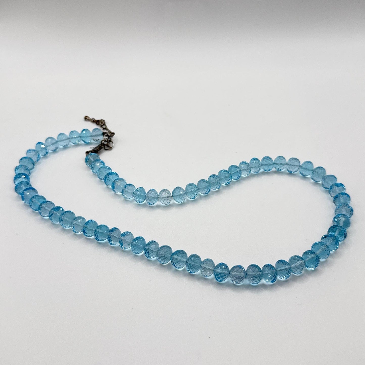 Swiss Blue Topaz Faceted Bead Necklace – Genuine Gemstone Radiance - 56.54 Grams