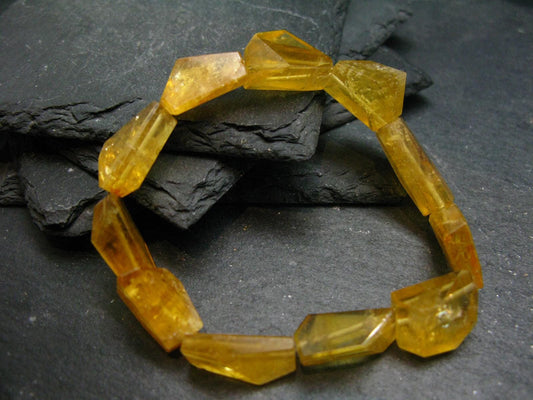 Heliodor Golden Beryl Genuine Bracelet ~ 7 Inches ~ 16mm Facetted Beads