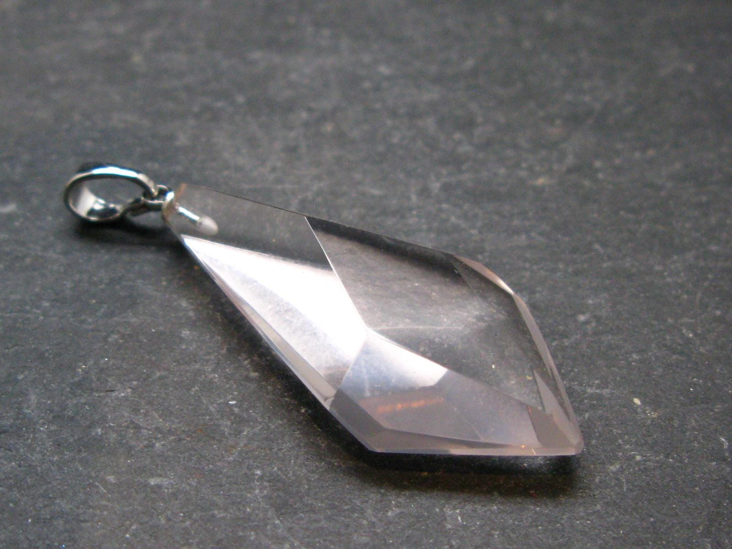 Symbol of Love and Beauty!! Natural Rose Quartz Pendant In 925 Silver From Brazil - 1.7" - 5.14 Grams
