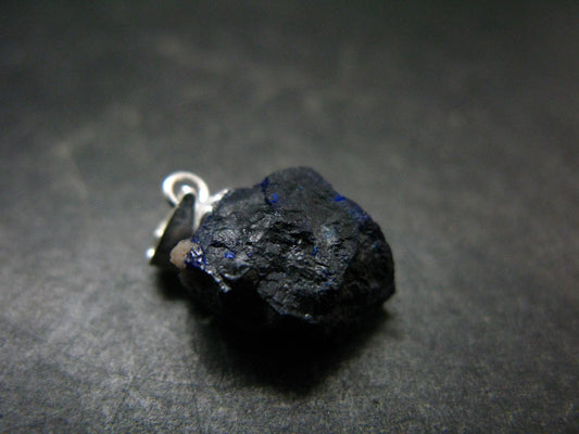 Azurite Nodule Crystal Sterling Silver Pendant from Russia - 0.7" - 2.03 Grams
