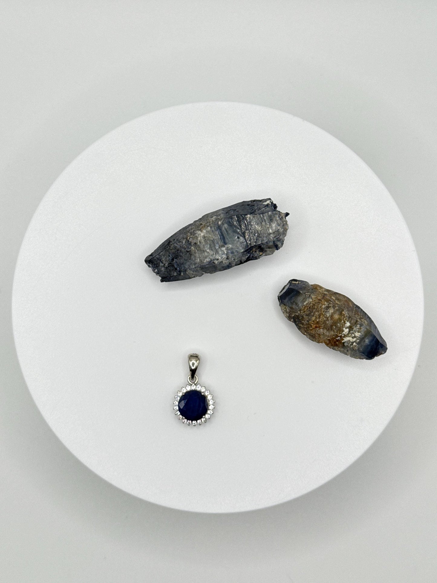 Sapphire Halo Pendant | Sterling Silver Necklace, September Birthstone