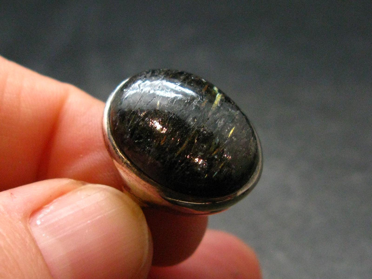 Real!! Very Rare Nuumite Nuummite Sterling Silver Ring from Greenland - 6.30 Grams - Size 8.5