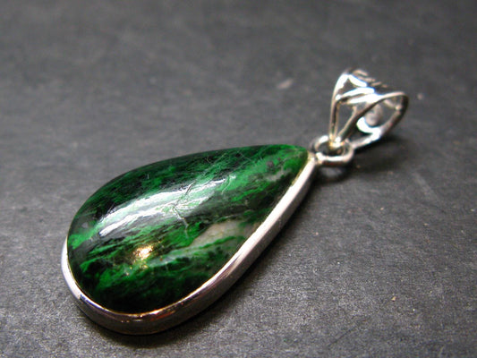 Extremely Rare Natural Maw Sit Sit Crystal Silver Pendant from Myanmar - 1.4" - 5.05 Grams