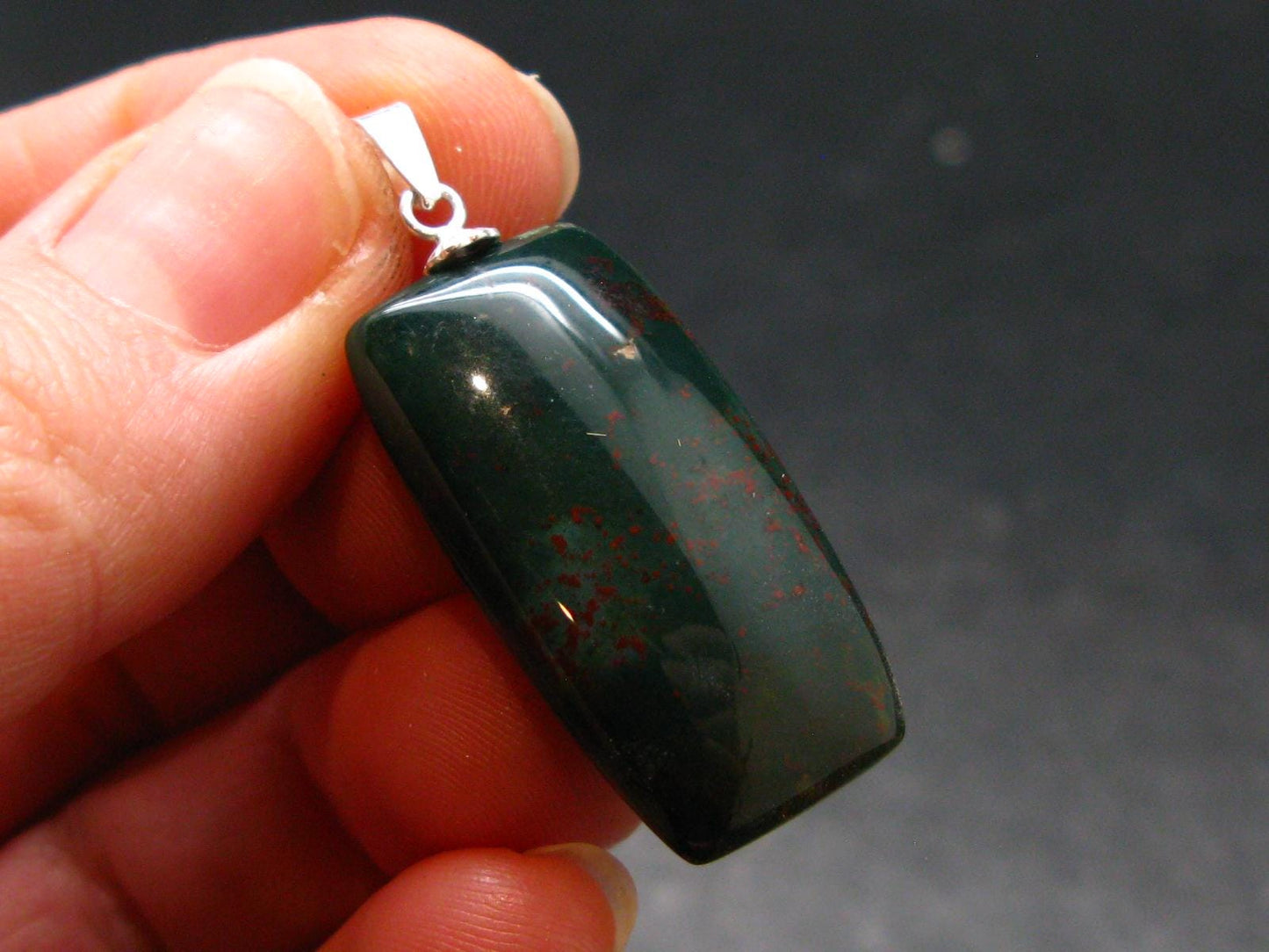 Bloodstone Silver Pendant From India - 1.4" - 4.30 Grams