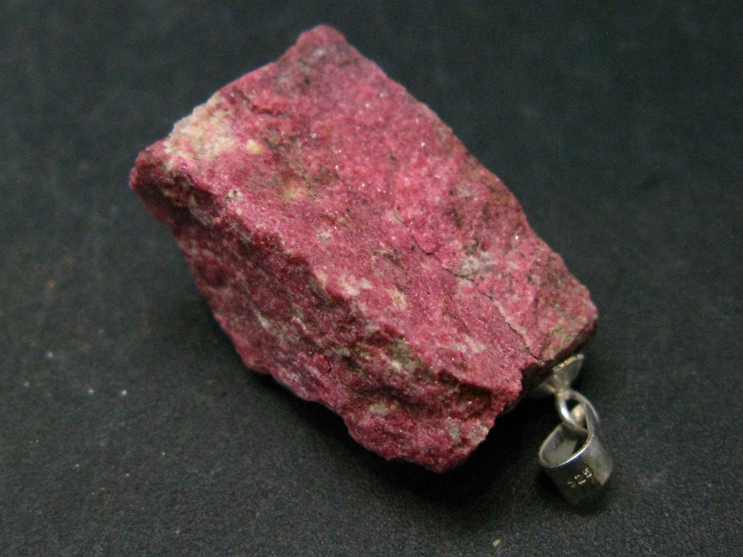 Rare Raw Deep Pink Thulite Silver Pendant From Norway - 1.3" - 6.91 Grams