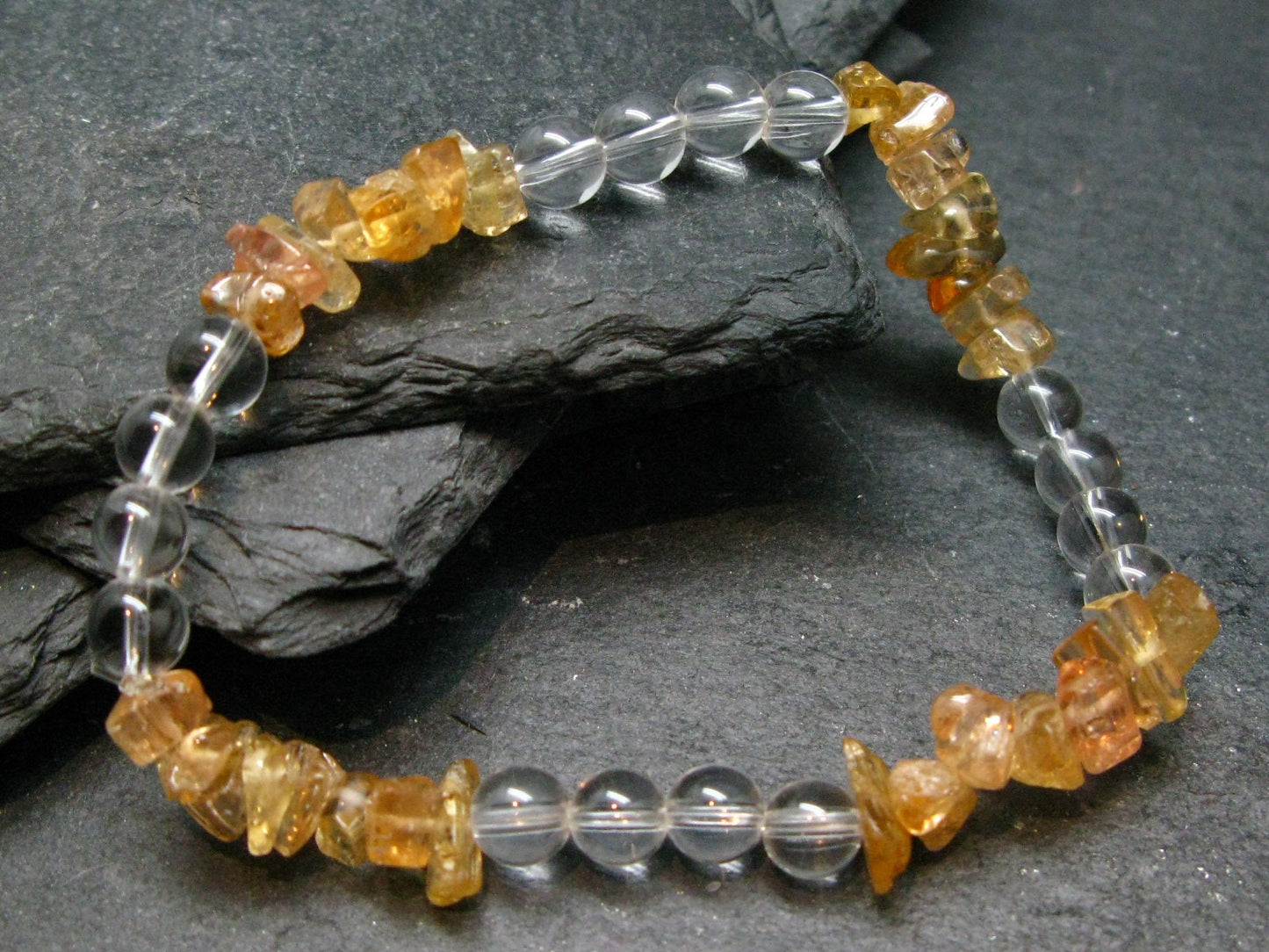 Imperial Topaz & Quartz Genuine Bracelet ~ 7 Inches ~ 8mm Tumbled Beads