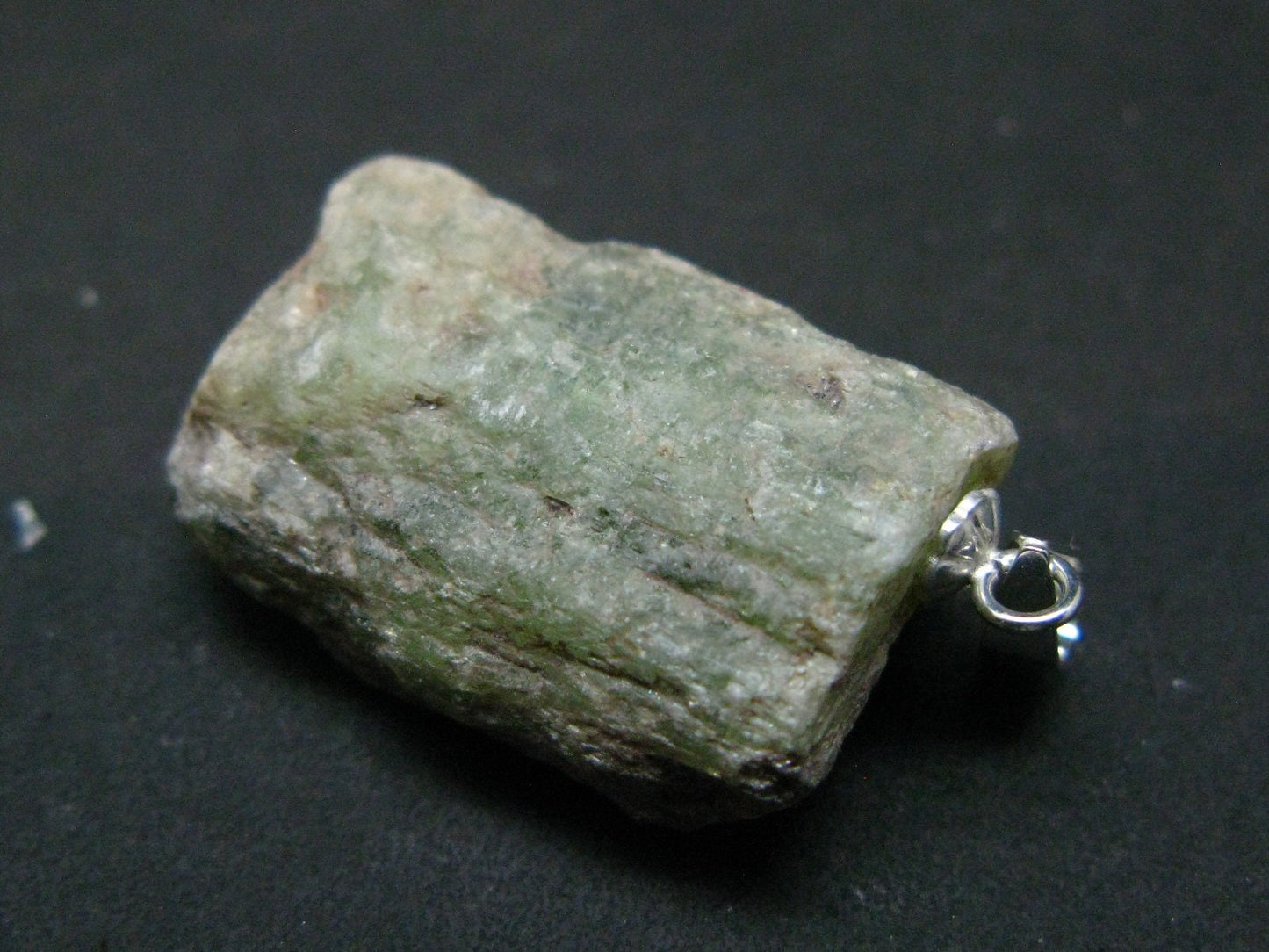 Green Kyanite Crystal Silver Pendant From Tanzania - 1.2" - 7.02 Grams