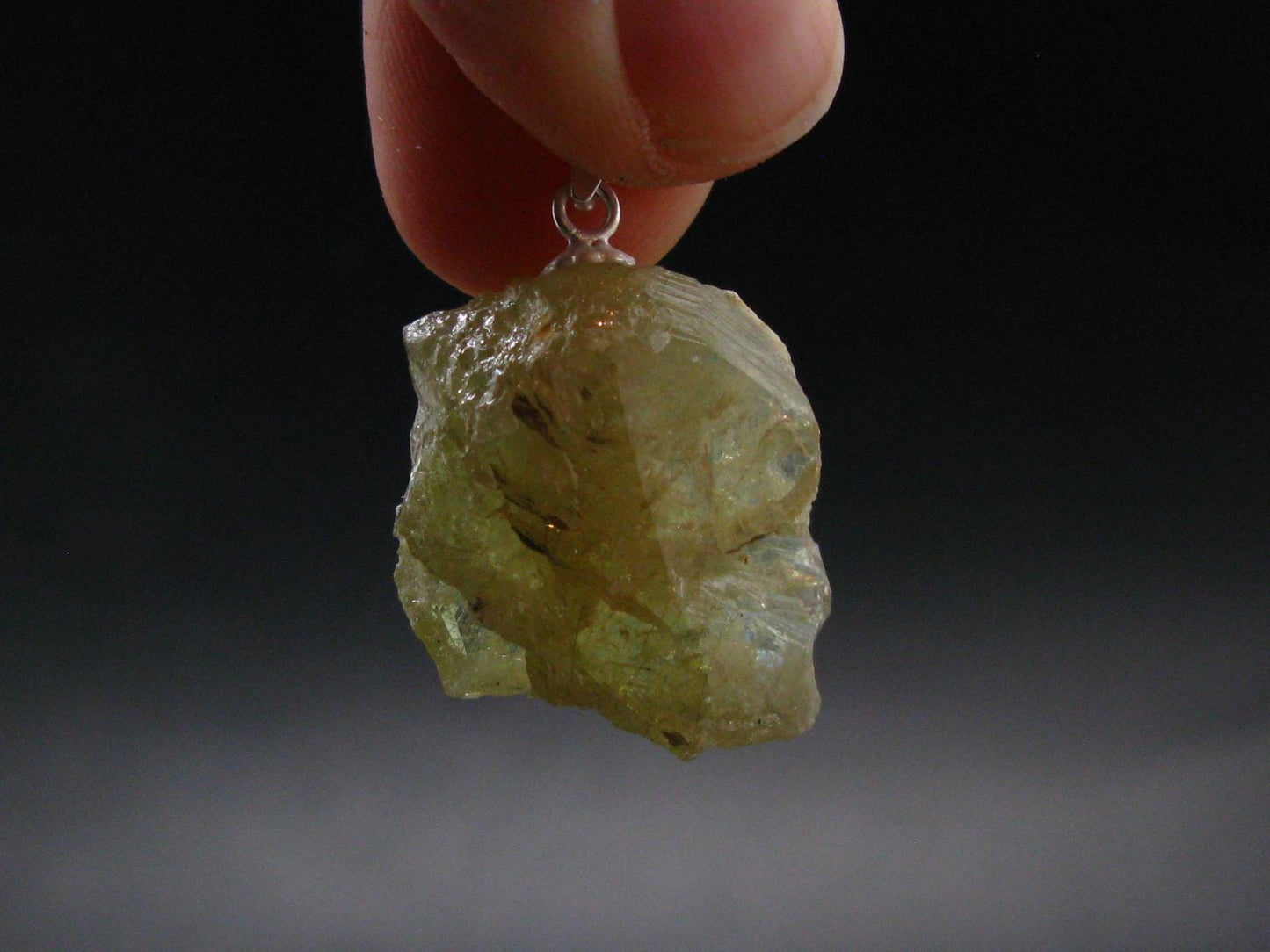 Rare Titanite Sphene Crystal Silver Pendant From Tanzania - 1.1" - 5.31 Grams