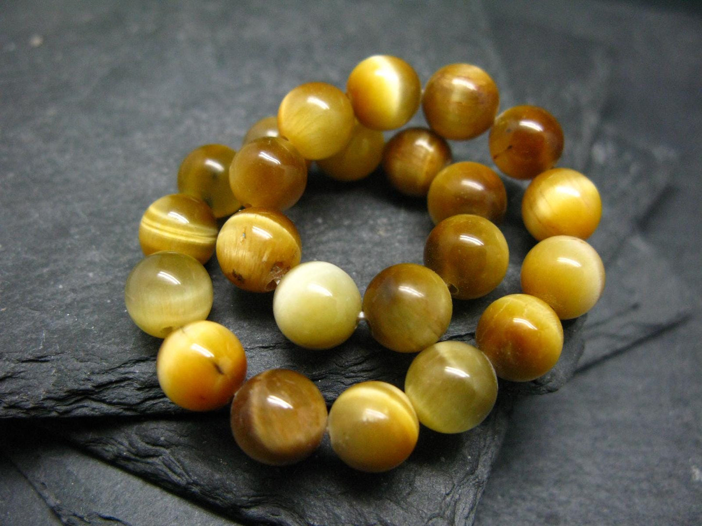 Golden Tiger Eye Genuine Bracelet ~ 7 Inches ~ 8mm Round Beads