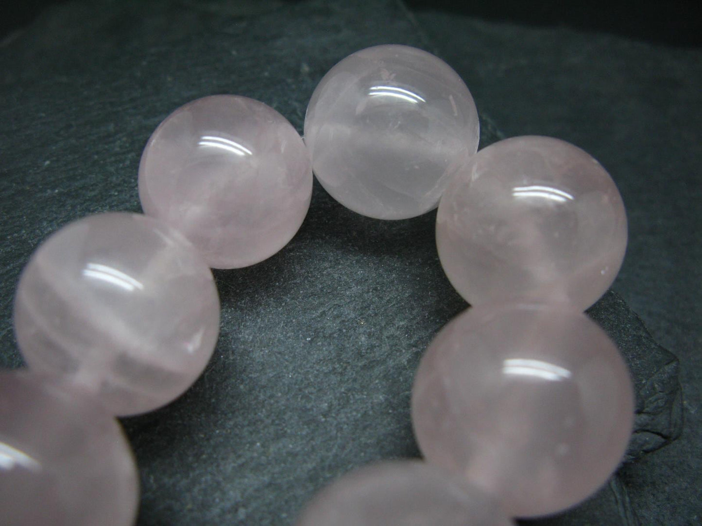Rose Quartz Genuine Bracelet ~ 7 Inches ~ 22mm Round Beads